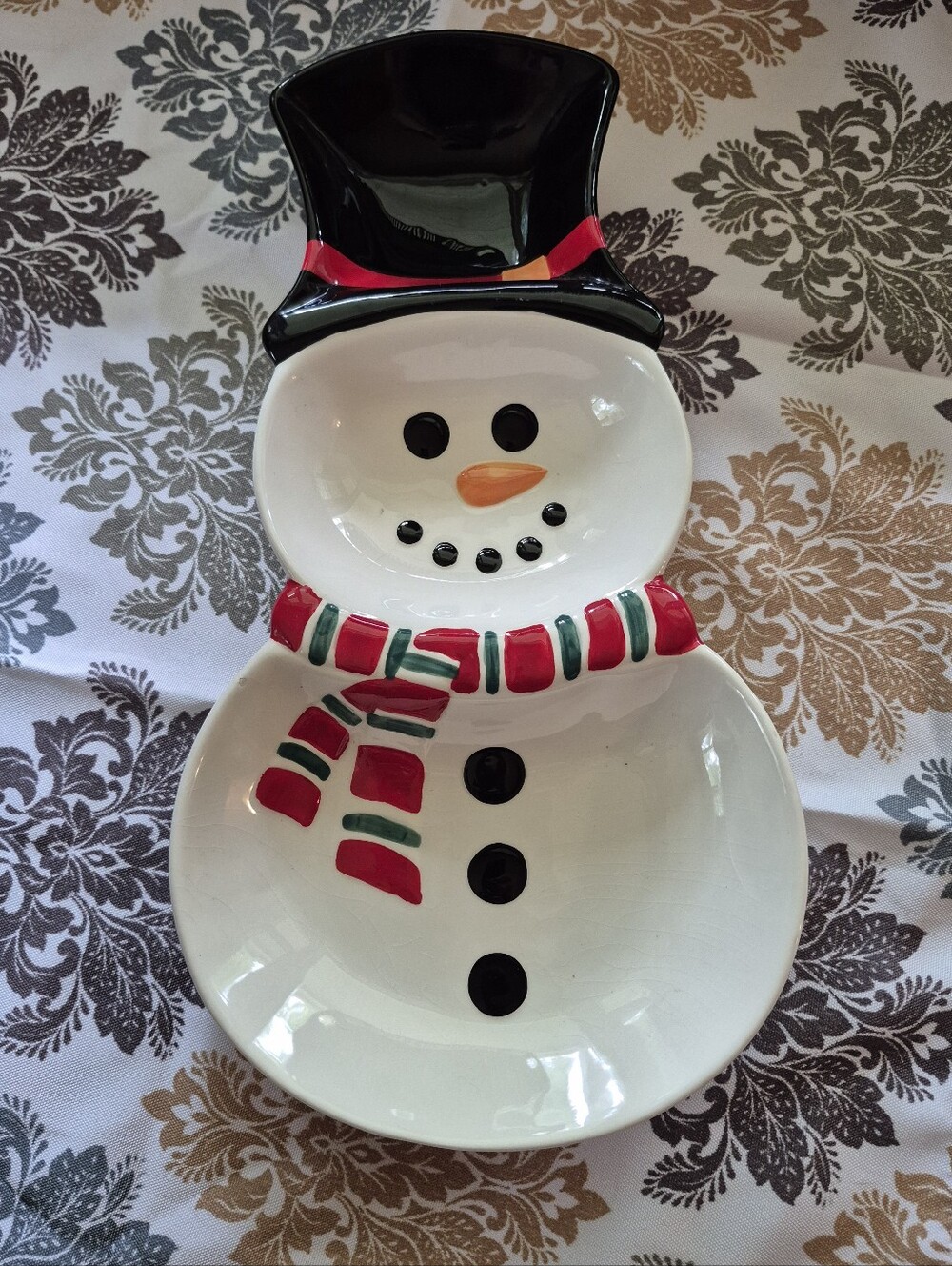 Earthenware Snowman Shaped Christmas Tray